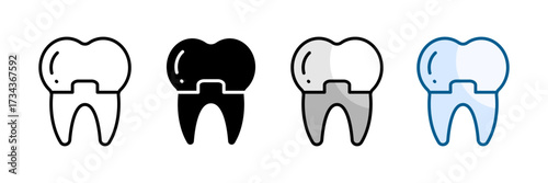 Dental Crown Icon Set Multiple Style Collection
