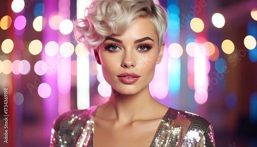 Permed hair woman portrait