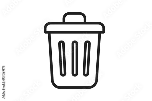 Trash can icon vector. Minimalistic linear sign for web and graphic design. Garbage bin symbol for user interface. Delete, remove, waste, and recycle concept illustration.
