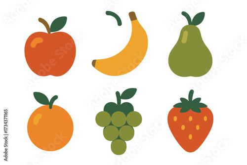 Colorful collection of fresh healthy organic fruits including apple banana pear orange grapes and strawberry