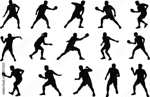 table, tennis, pingpong, silhouette, player, paddle, sport, action, athlete, black, vector, pose, game, racket, motion