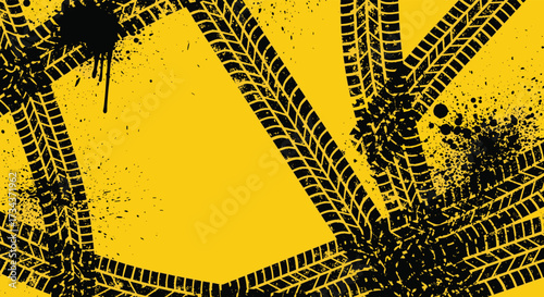 Abstract background with dirty tire tracks and splatters suggesting extreme sports or racing.
