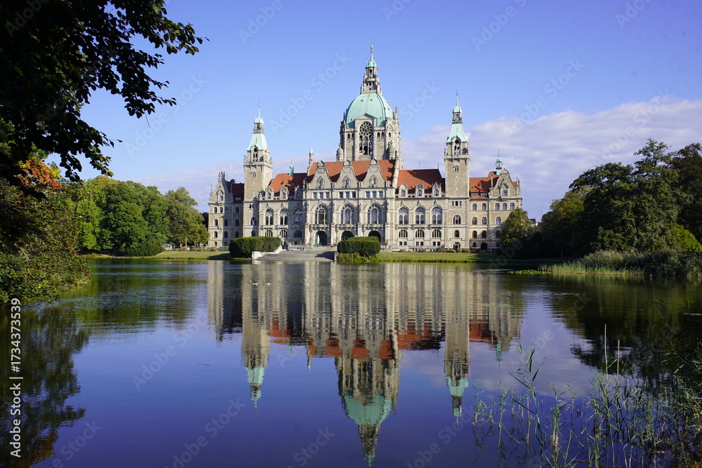 Naklejka premium One of the most beautiful town halls in Germany is located in Hanover, Germany.