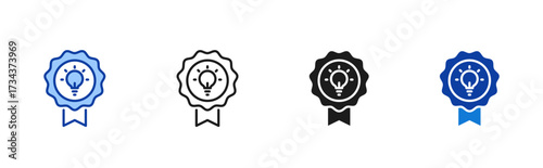Intellectual Property icon set containing line, blue and glyph style vector icons