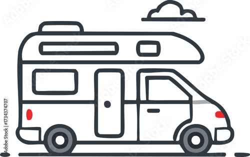 Camper van motorhome vector icon illustration for travel adventure and road trip vacation concept
