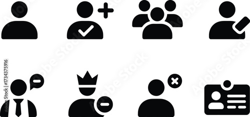 User management icons isolated on white background