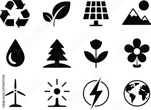 Set of ecology and renewable energy icons