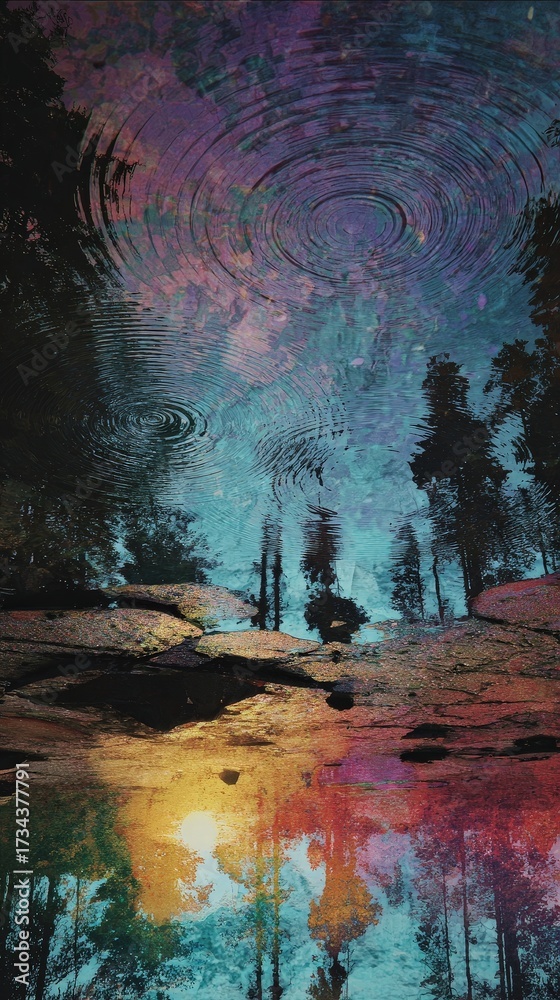 Fototapeta premium Beautiful World Reflected in Water with Echoing Sounds