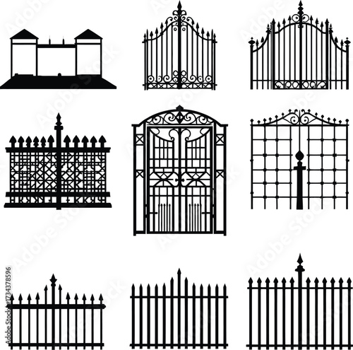 Collection of decorative wrought iron gates and fences for home security and garden design ideas