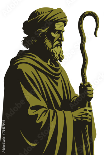 Moses Bible Scene Illustration Vector Art
