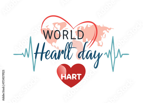 World heart day. heart pulse and heartbeat. heartbeat lone, cardiogram. beautiful healthcare, medical background. modern simple design for medical apps, websites and hospital.icon