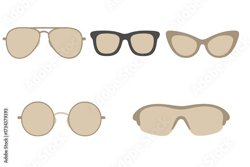 Diverse collection of modern and classic sunglasses styles for fashion, eye protection, and accessory design
