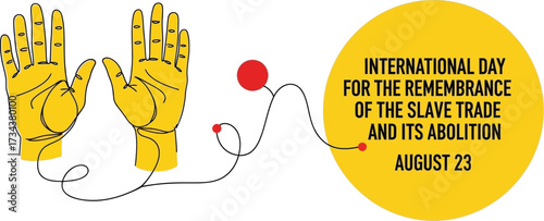 Symbolic representation of hands connected by a line, commemorating the International Day for the Remembrance of the Slave Trade and its Abolition.