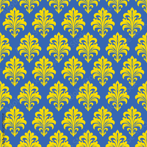 Deep blue backdrop accented by vivid yellow elements in a precise, orderly arrangement, delivering a sense of luxury and energy through bold color contrast.