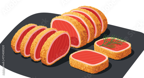 Deliciously cooked sliced beef steak served on a dark platter.