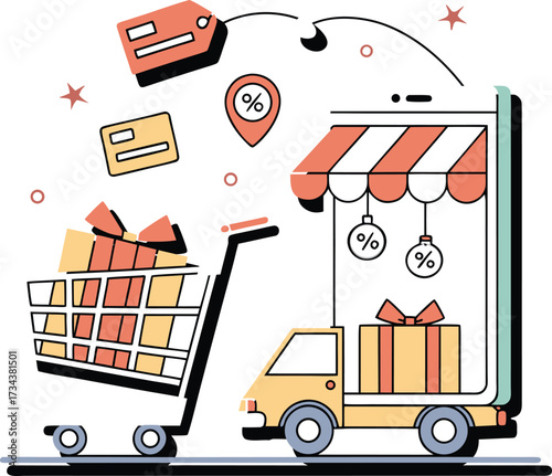 Online Shopping and Delivery Concept