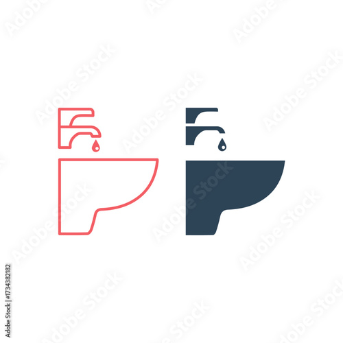 Wastafel vector illustration icons set