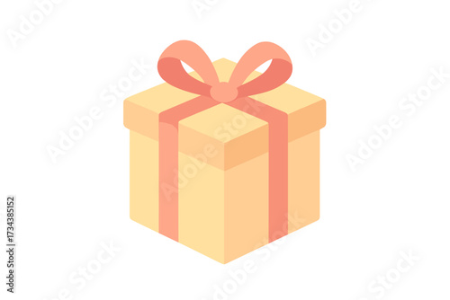 Isometric pastel gift box with decorative ribbon and bow for holidays, birthdays, and special occasions