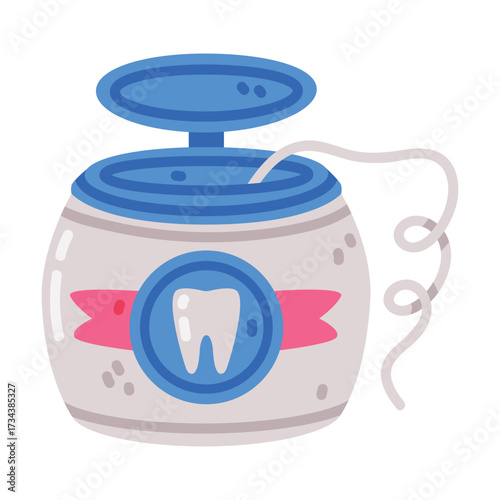 Floss as Oral Hygiene and Dental Object and Element Vector Illustration