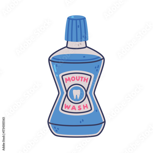 Mouthwash Bottle as Oral Hygiene and Dental Object and Element Vector Illustration