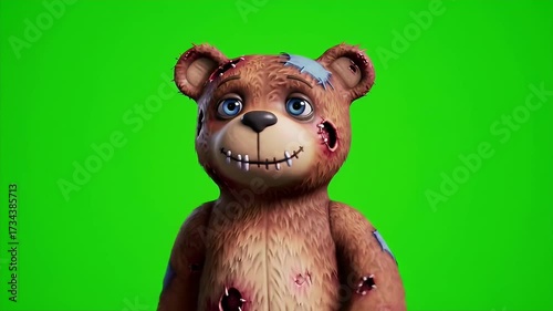 Animated Stuffed Animal Character on Green Screen for Compositing