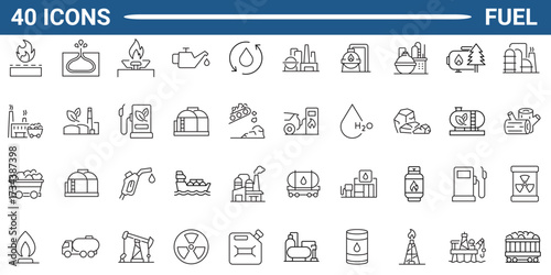 Fuel line editable icon set. Icons for mobile app, web. Editable stroke. Vector illustration. Pictogram modern. 