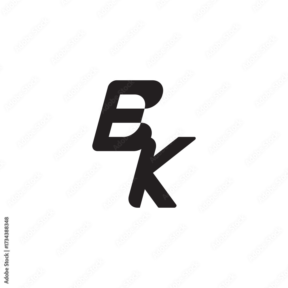 Obraz premium Initial Bold Logo Unique minimalist overlaping BK Monogram Simple Design Alphabet