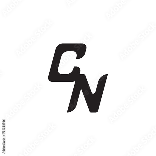 Initial Bold Logo Unique minimalist overlaping CN Monogram Simple Design Alphabet