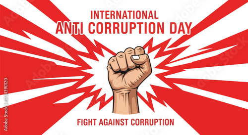 Powerful fist raised in protest against corruption and injustice, symbolizing strength and resistance.