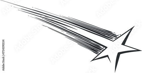 A dynamic illustration of a shooting star with a trailing motion effect..