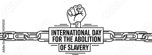 Symbol of freedom and breaking chains for International Day for the Abolition of Slavery