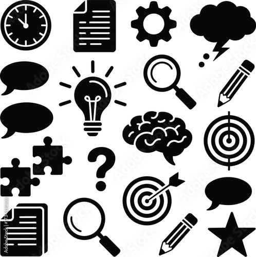 Business strategy icons vector illustration for creative idea concept and problem solving design 100