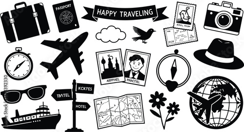 Travel adventure and vacation planning concept with passport and suitcase for happy traveling design vector