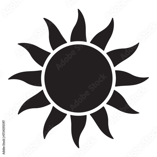 Stylized sun silhouette graphic design element isolated on white background