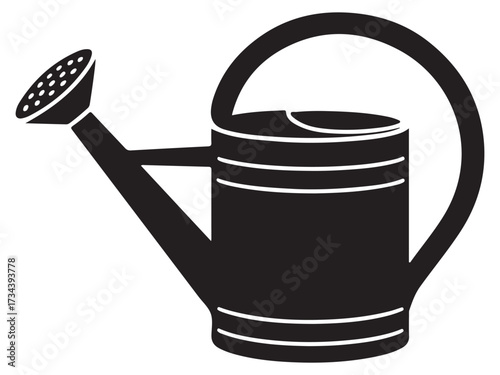 Classic watering can silhouette for garden and home use isolated on white background