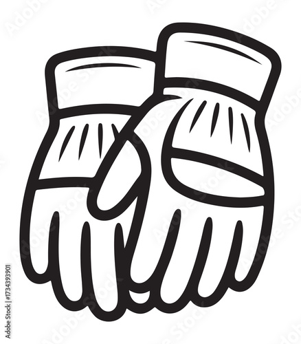 Black silhouette of work gloves isolated on white background