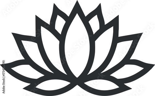 A minimalist outline of a lotus flower symbolizing purity and spiritual awakening..