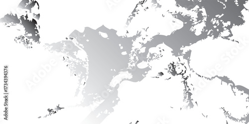 Grayscale World Map Depicting Landmasses and Oceans with Varying Shades.