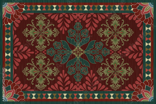 traditional and modern Thai  style fabric carpet design
