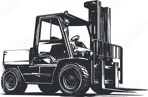 A detailed illustration of a forklift showcasing its operational design and industrial utility..