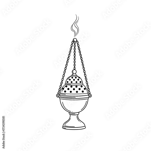 Incense burner with smoke rising, symbolizing religious rituals  