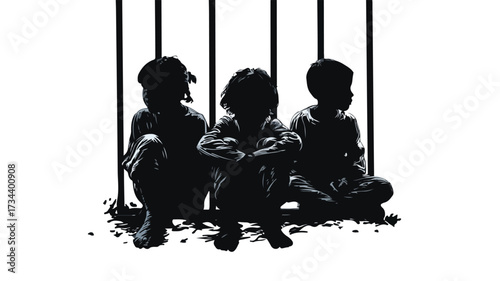 Children Victims of Human Trafficking, Symbols Hope Freedom Awareness EPS