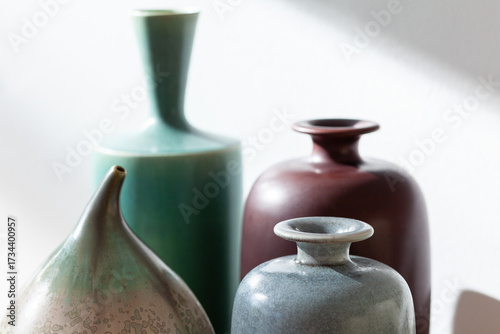 Midcentury ceramics in different shapes and glazes