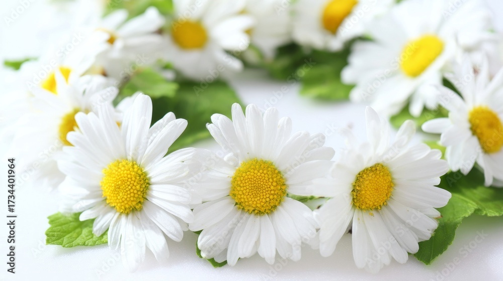 Fototapeta premium A delicate tattoo design featuring vibrant daisies in a floral arrangement with soft colors and clean look,