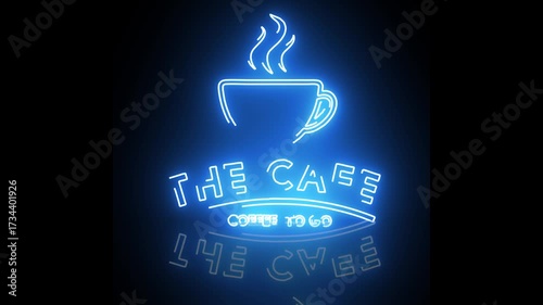 coffee cafe logo with saber effect in bright blue color
