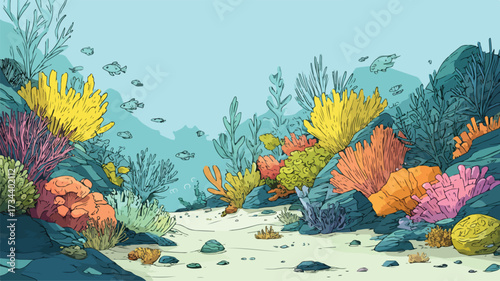 Vibrant Underwater Cartoon World Background for Design Projects