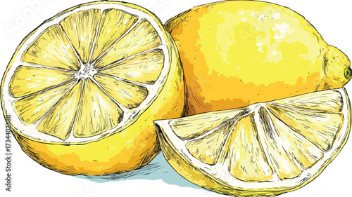 Vibrant Sliced Lemon Cartoon Vector Illustration for Fresh and Citrusy Designs