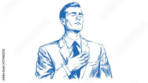 Confident Professional Businessman with Closed Eyes in Elegant Suit