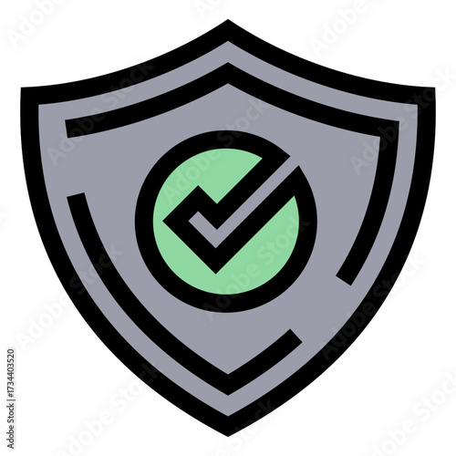 Icono de escudo con check. Seguridad, confianza y cumplimiento normativo. Escudo de protección con visto de aprobación. Ilustración vectorial