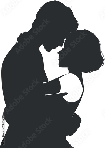 Silhouette of a couple sharing an intimate moment showcasing love and connection..